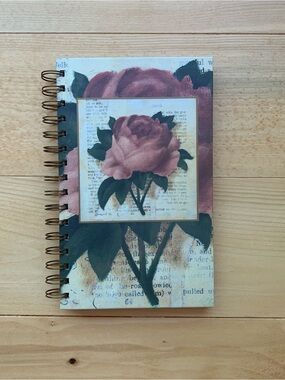 Vtg 90s Spiral Notebook with Pink Rose Cover